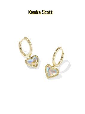 Ari Heart Gold Huggie Earrings in Dichroic Glass